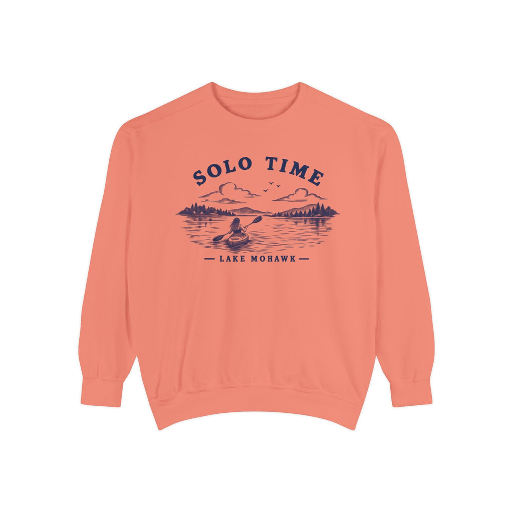 Solo Time Lake Crewneck — Kayaking Graphic Pullover - Shop Lake Mohawk - Terracotta / S
