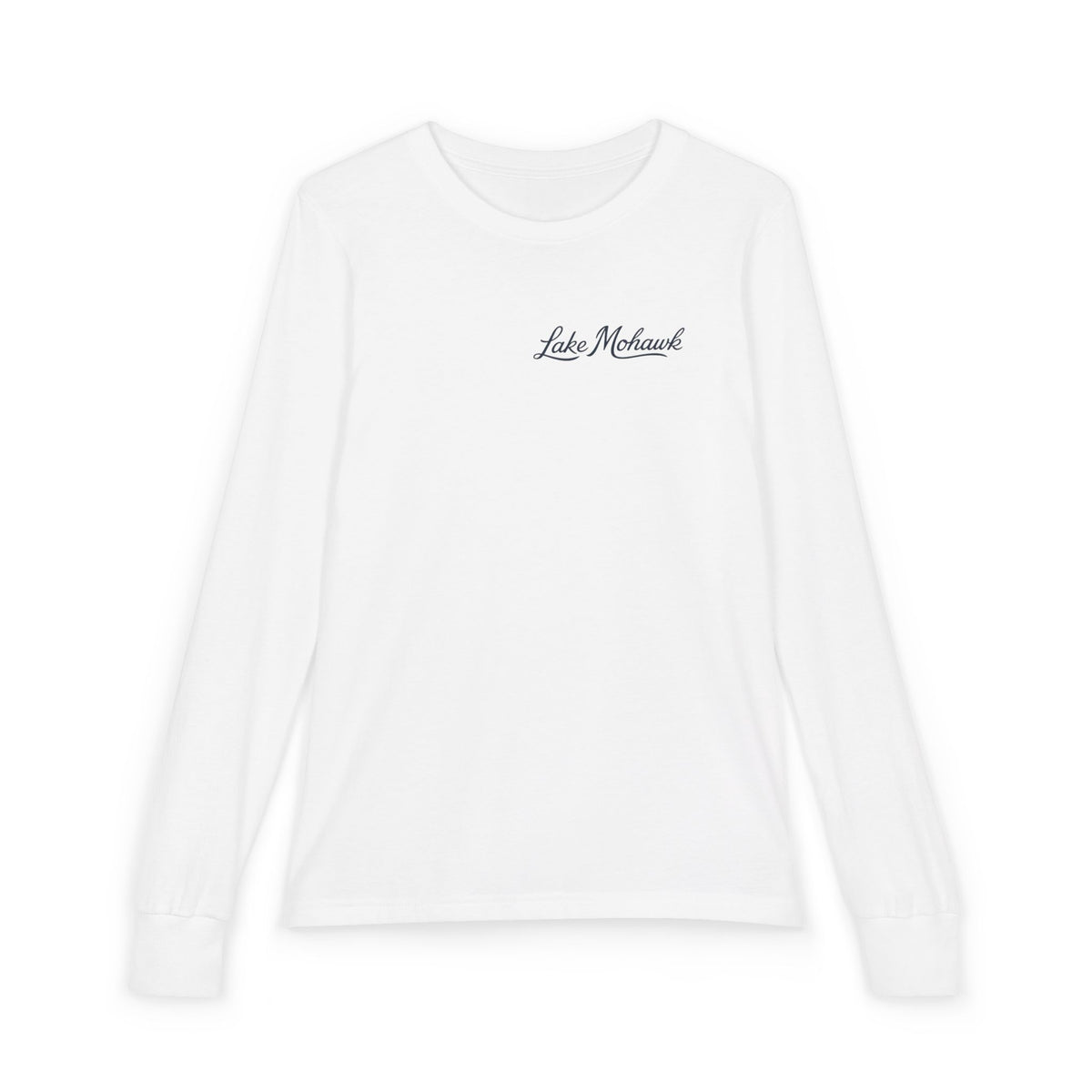 Lake Mohawk Script Chest Logo Youth Long Sleeve - Shop Lake Mohawk - White / S