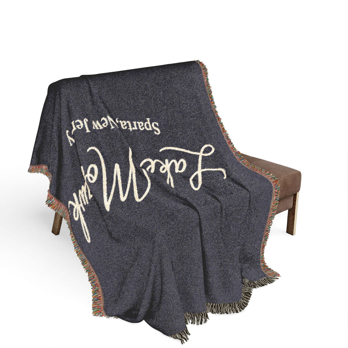 Custom Script Woven Blanket – Lake Mohawk Calligraphy Throw