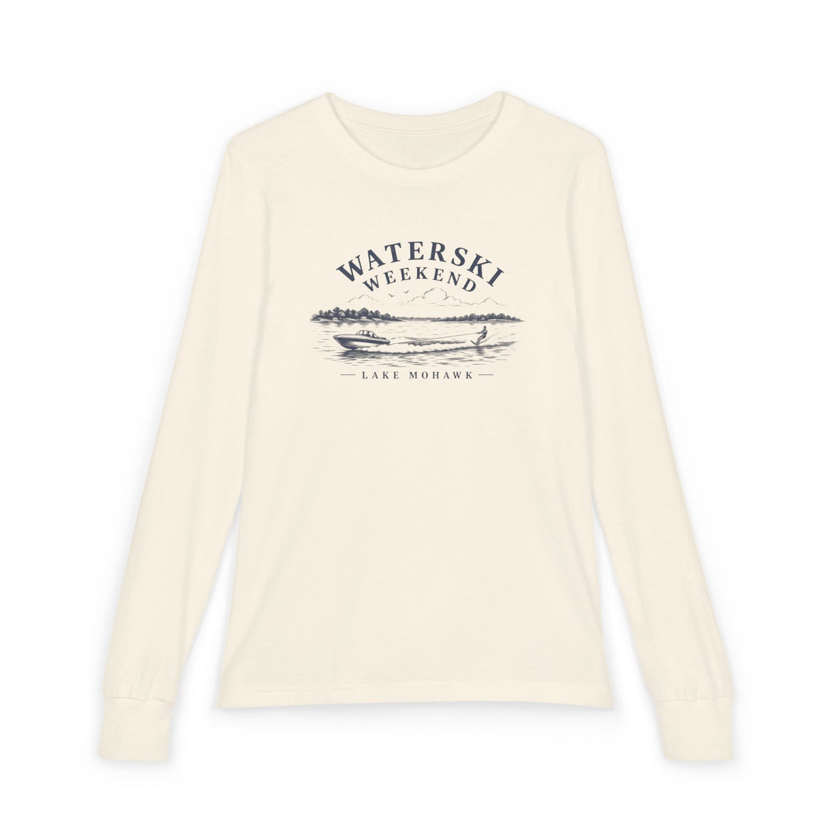Waterski Weekend Youth Long Sleeve - Shop Lake Mohawk - Natural / S