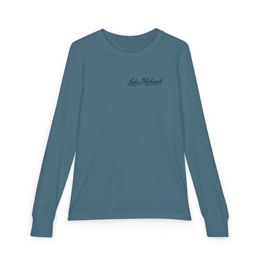 Lake Mohawk Script Chest Logo Youth Long Sleeve - Shop Lake Mohawk - Heather Deep Teal / S