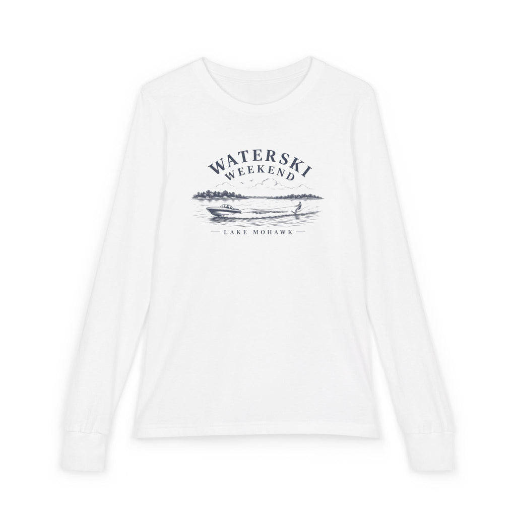 Waterski Weekend Youth Long Sleeve - Shop Lake Mohawk - White / S