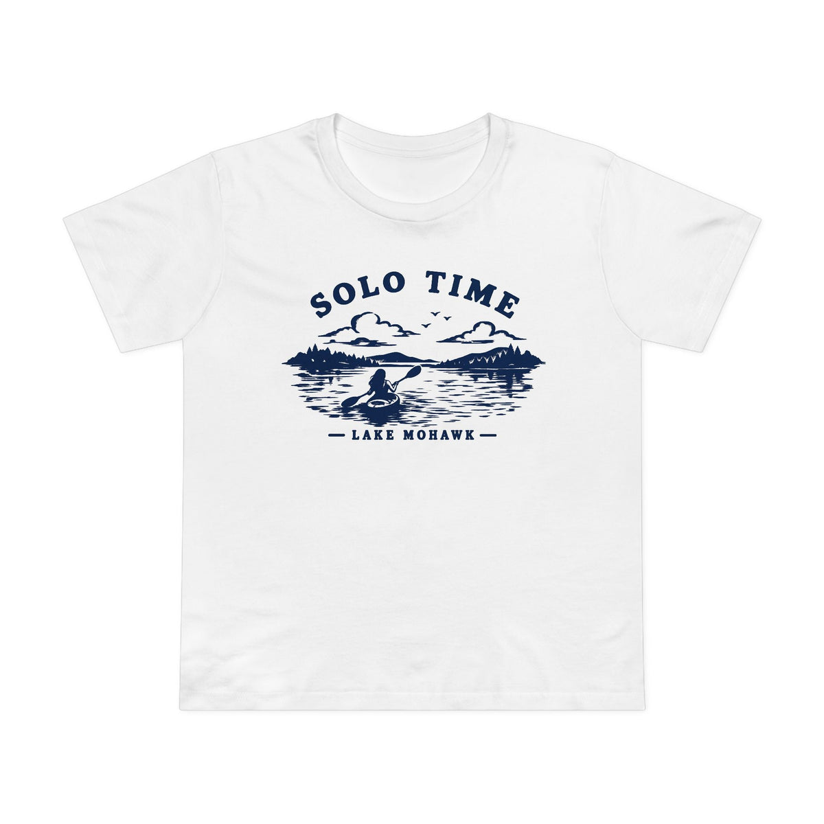 Solo Time Lake Tee — Women’s Kayaking Graphic T-Shirt - Shop Lake Mohawk - XS / White