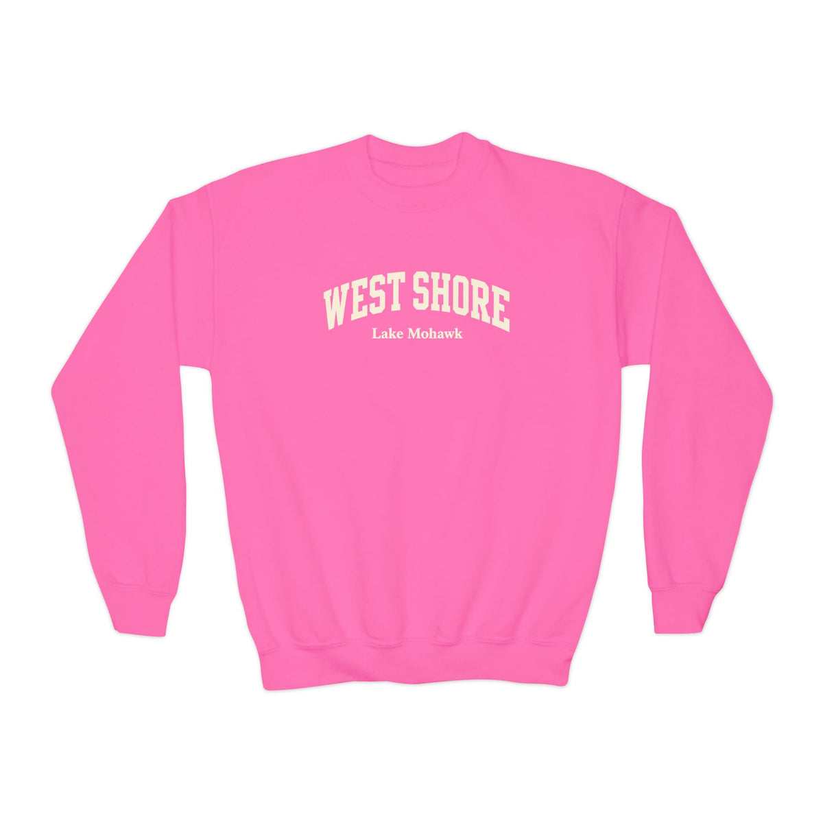 West Shore Lake Mohawk Youth Crewneck - Shop Lake Mohawk - Safety Pink / XS