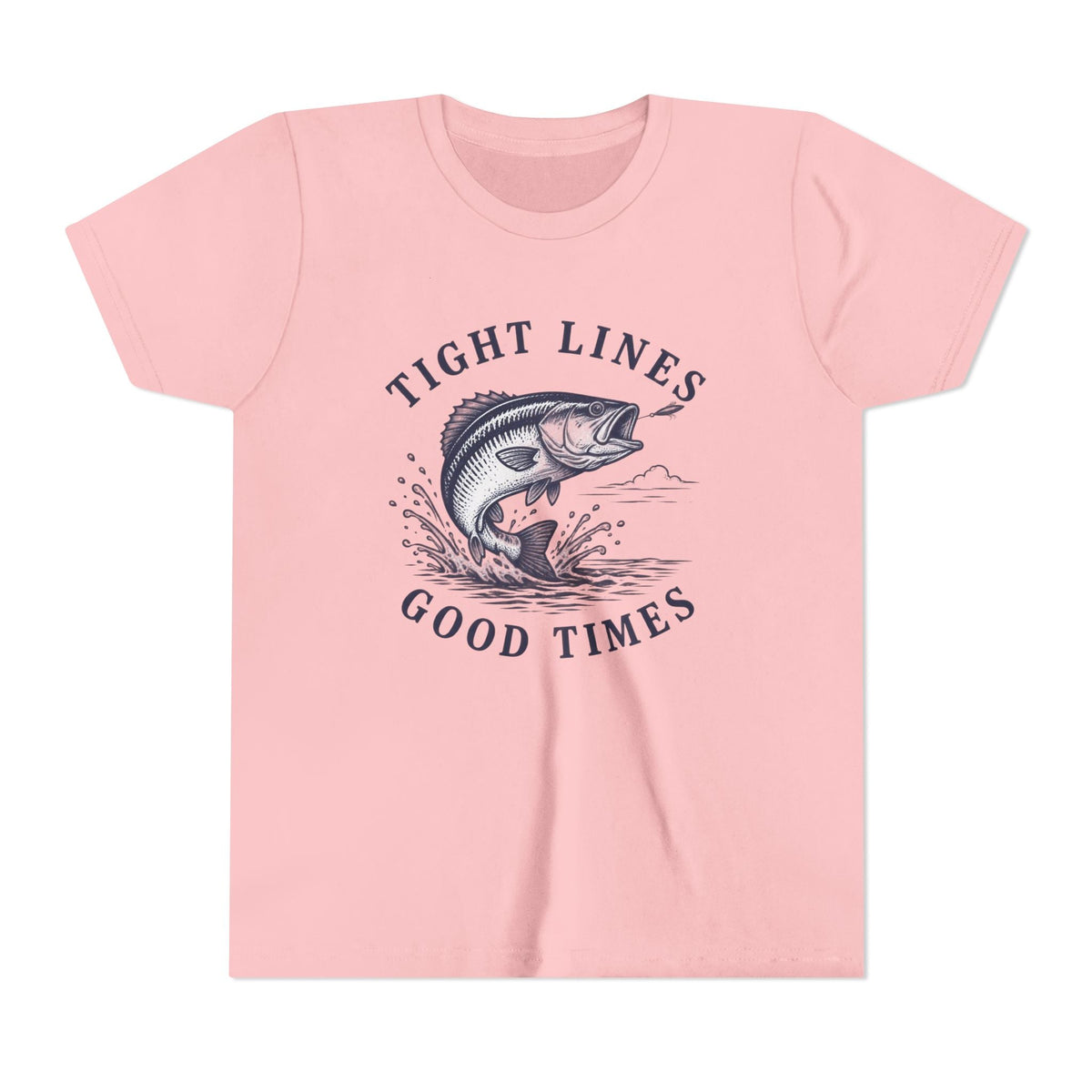 Youth Fishing T-Shirt – "Tight Lines Good Times" - Shop Lake Mohawk - S / Pink