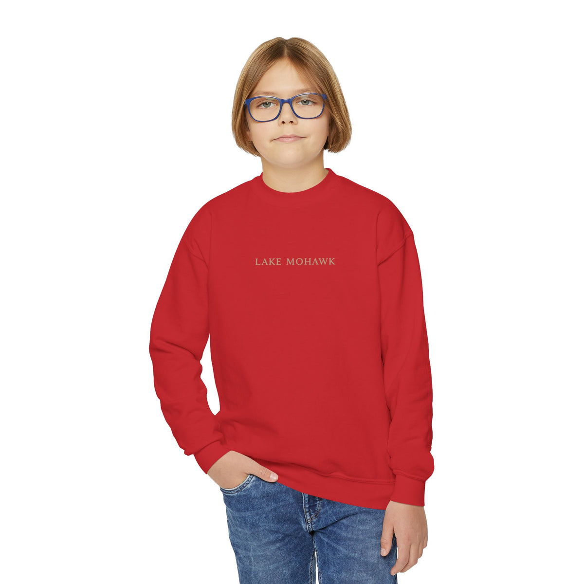 Lake Mohawk Minimal Text Youth Crewneck - Shop Lake Mohawk