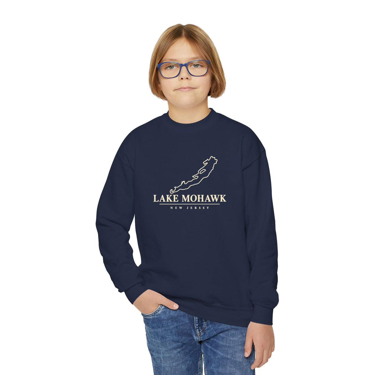 Lake Mohawk Map Youth Crewneck - Shop Lake Mohawk