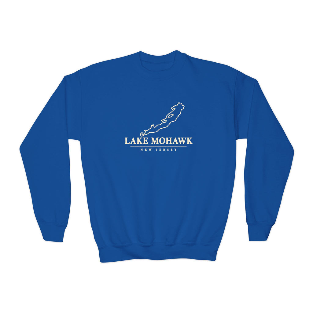 Lake Mohawk Map Youth Crewneck - Shop Lake Mohawk - Royal / XS