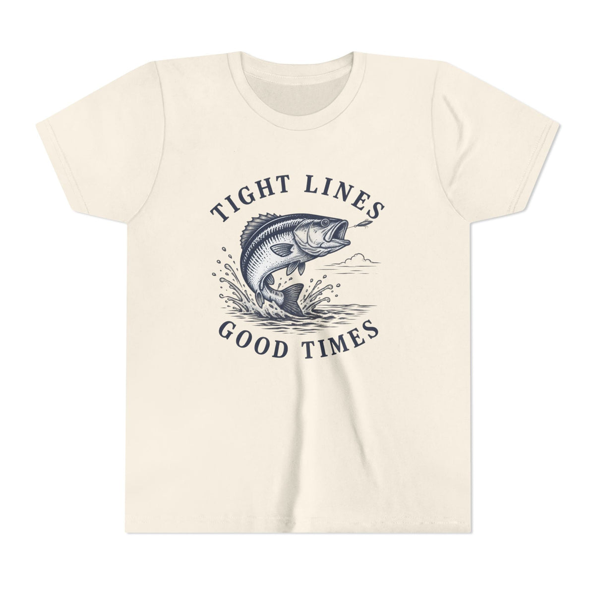 Youth Fishing T-Shirt – "Tight Lines Good Times" - Shop Lake Mohawk - S / Natural