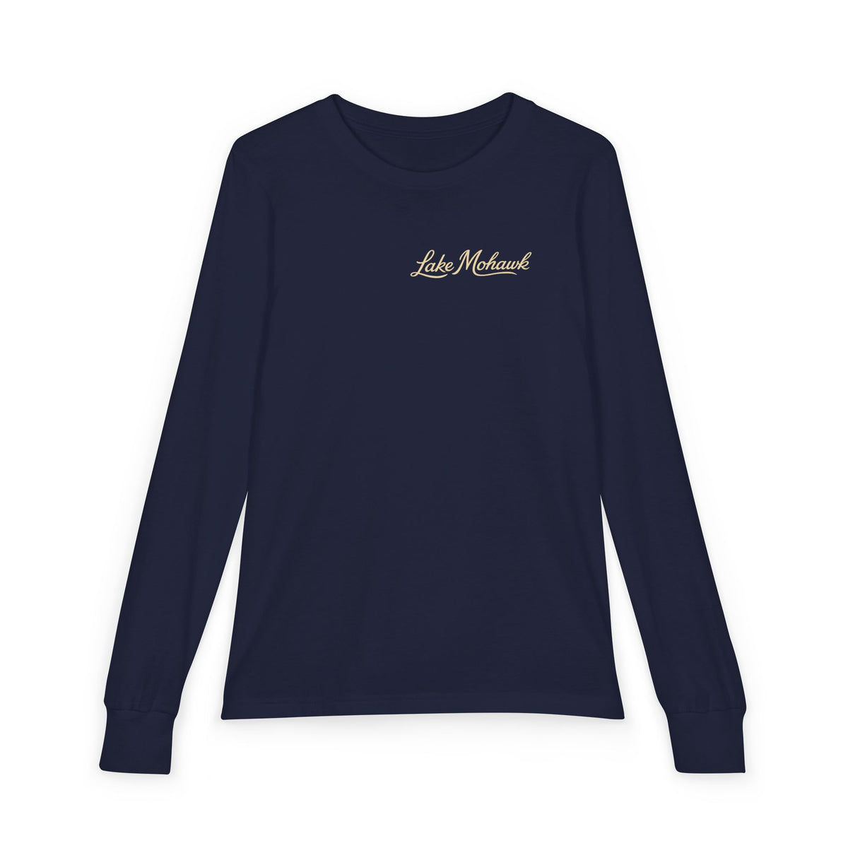 Lake Mohawk Script Chest Logo Youth Long Sleeve - Shop Lake Mohawk - Navy / S
