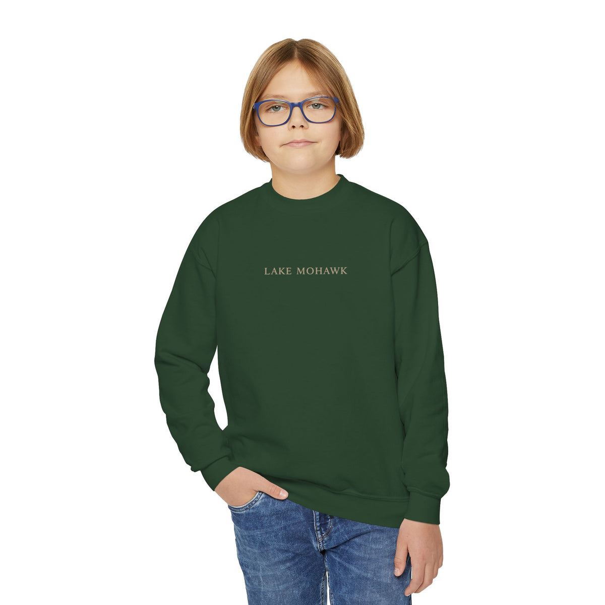 Lake Mohawk Minimal Text Youth Crewneck - Shop Lake Mohawk