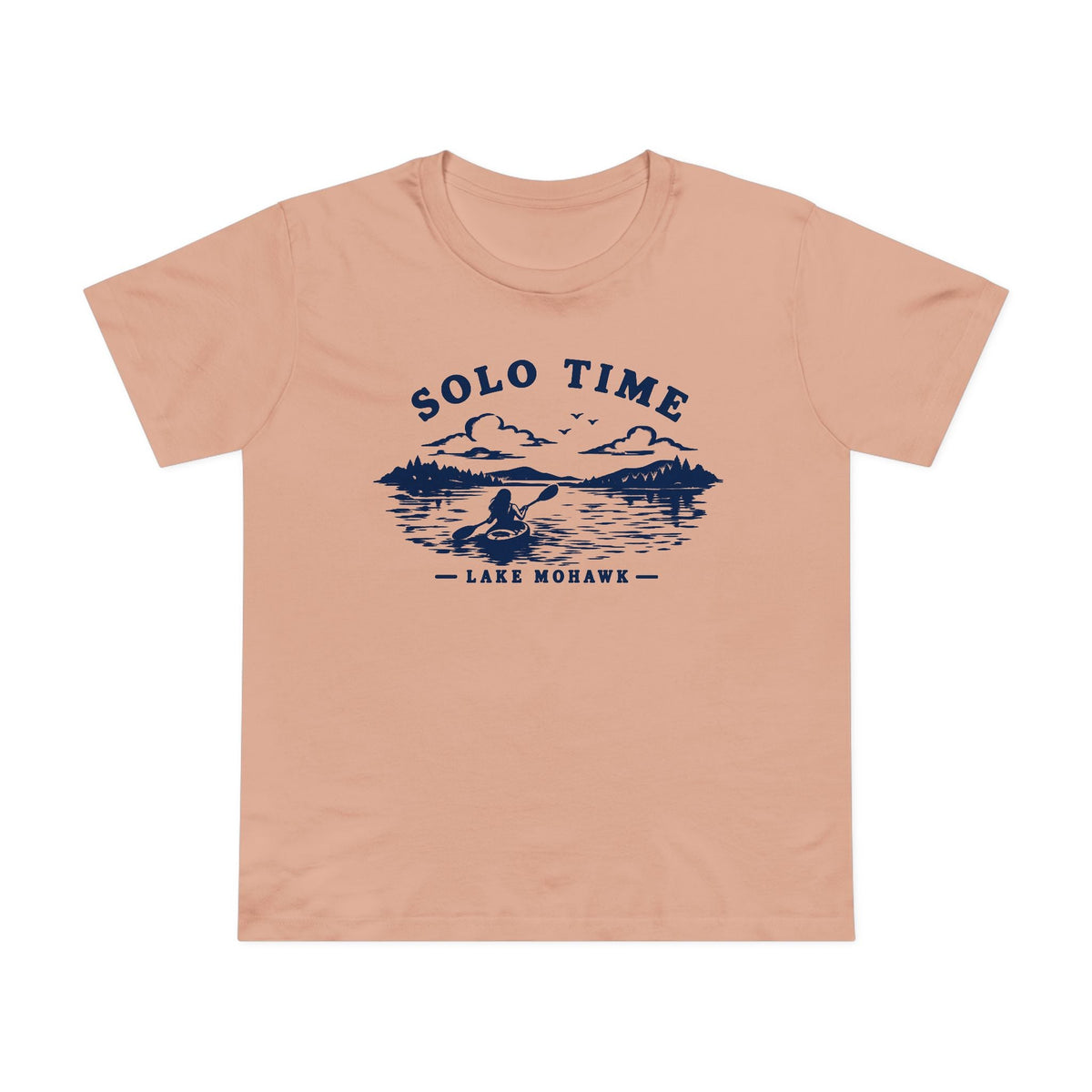 Solo Time Lake Tee — Women’s Kayaking Graphic T-Shirt - Shop Lake Mohawk - XS / Pale Pink