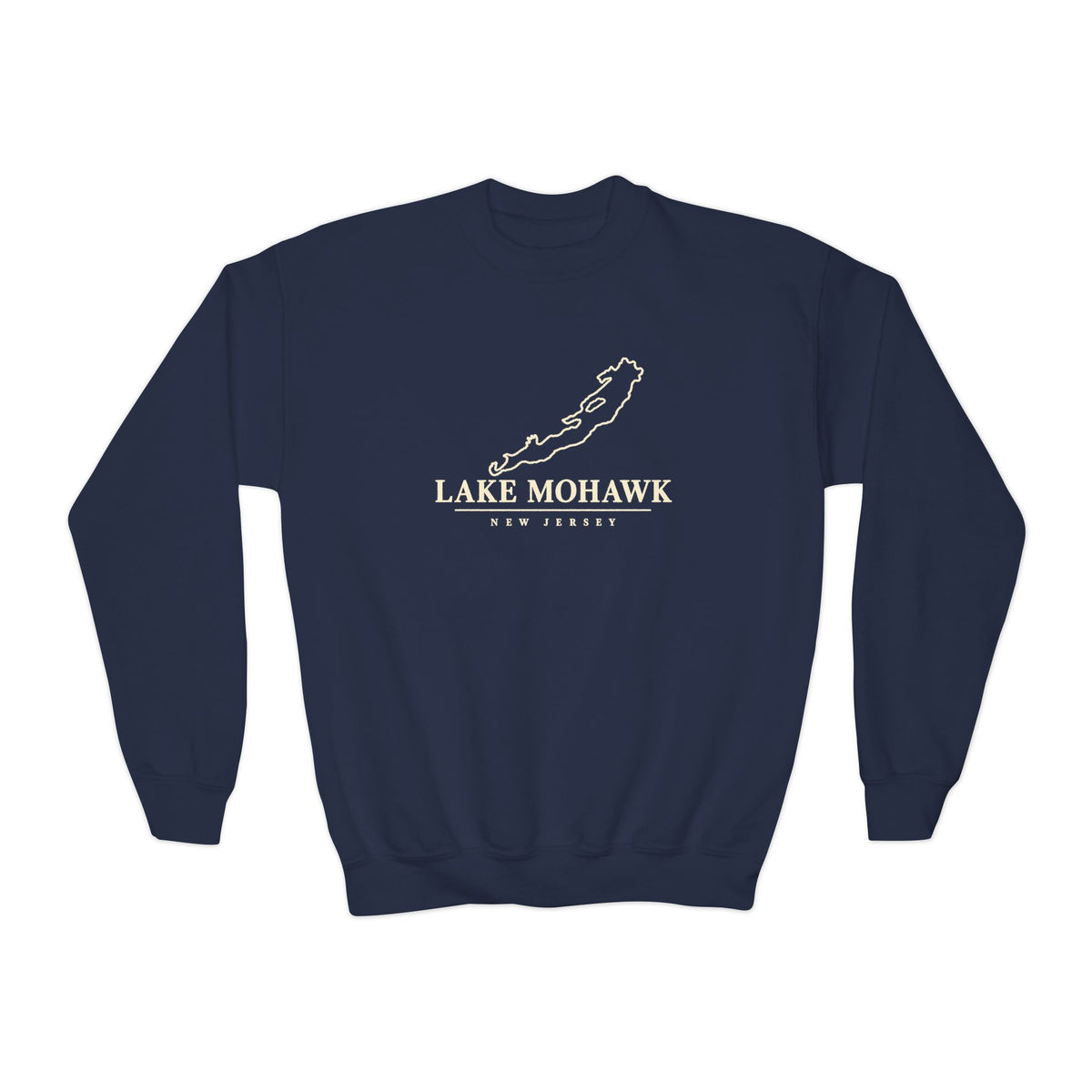 Lake Mohawk Map Youth Crewneck - Shop Lake Mohawk - Navy / XS