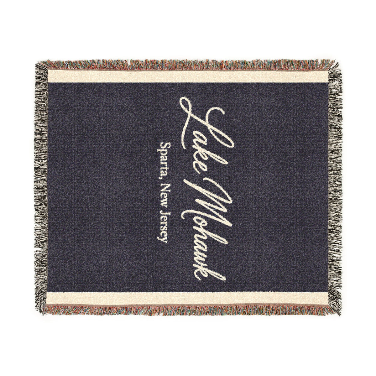 Custom Script Woven Blanket – Lake Mohawk Calligraphy Throw