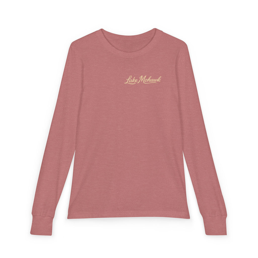 Lake Mohawk Script Chest Logo Youth Long Sleeve - Shop Lake Mohawk - Heather Mauve / S