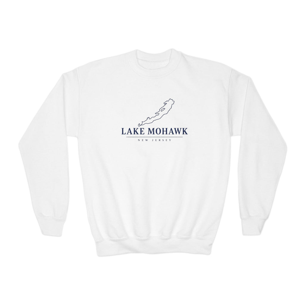 Lake Mohawk Map Youth Crewneck - Shop Lake Mohawk - White / XS