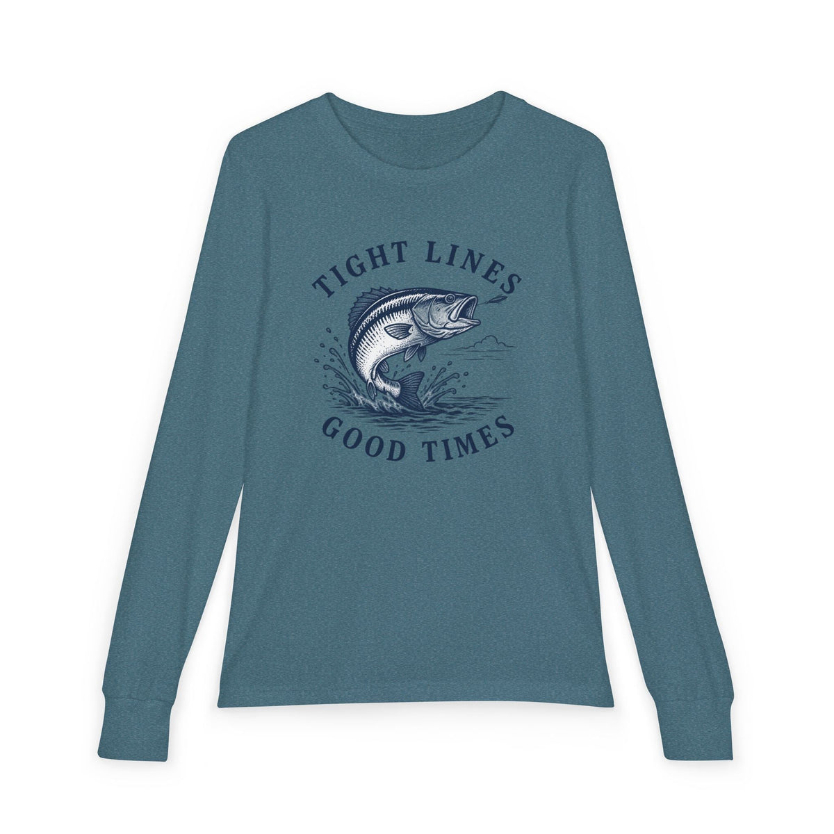 Tight Lines, Good Times Youth Long Sleeve - Shop Lake Mohawk - Heather Deep Teal / S