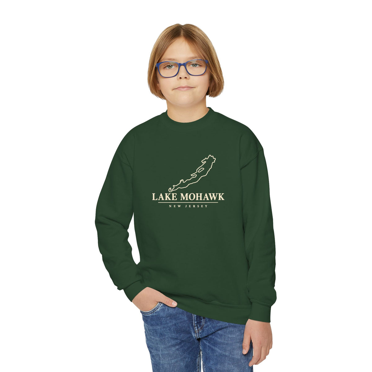 Lake Mohawk Map Youth Crewneck - Shop Lake Mohawk