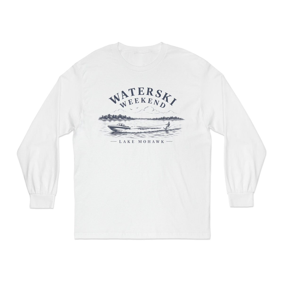 Waterski Weekend Long Sleeve - Shop Lake Mohawk - White / S