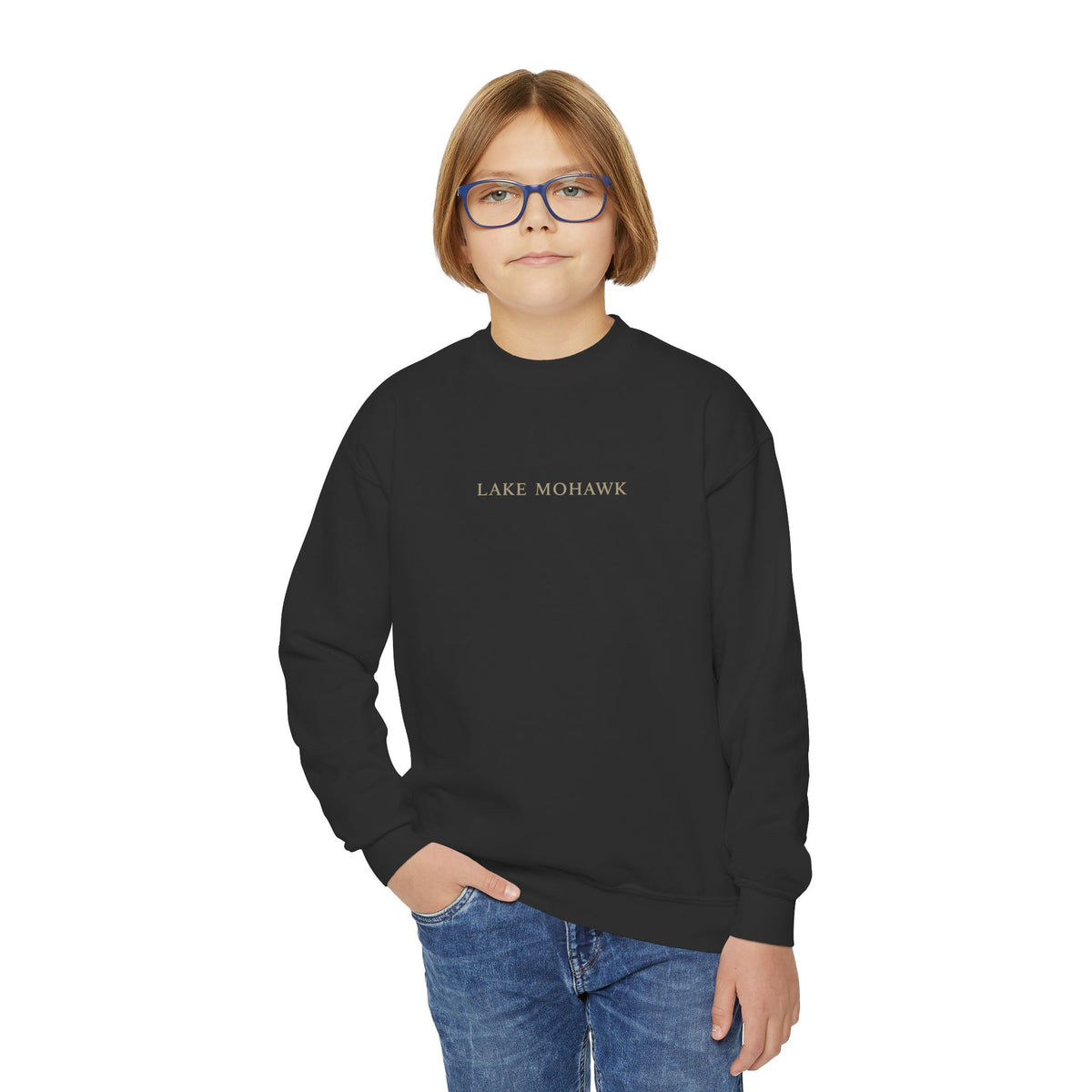 Lake Mohawk Minimal Text Youth Crewneck - Shop Lake Mohawk
