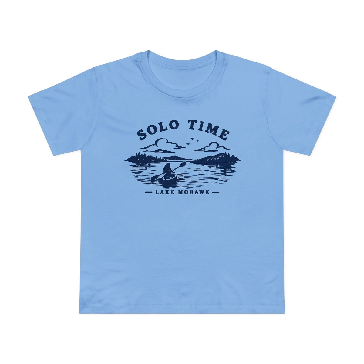 Solo Time Lake Tee — Women’s Kayaking Graphic T-Shirt - Shop Lake Mohawk - XS / Carolina Blue