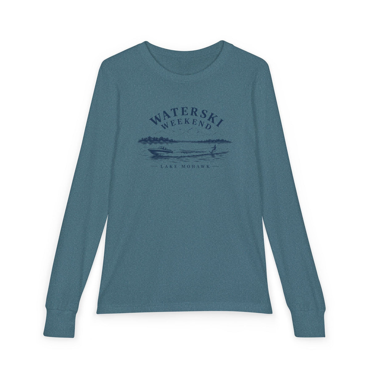 Waterski Weekend Youth Long Sleeve - Shop Lake Mohawk - Heather Deep Teal / S