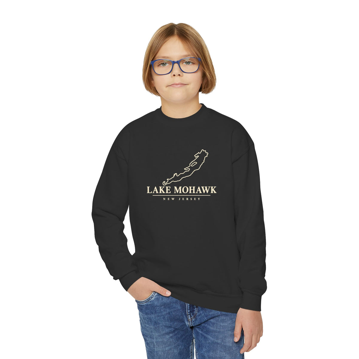 Lake Mohawk Map Youth Crewneck - Shop Lake Mohawk